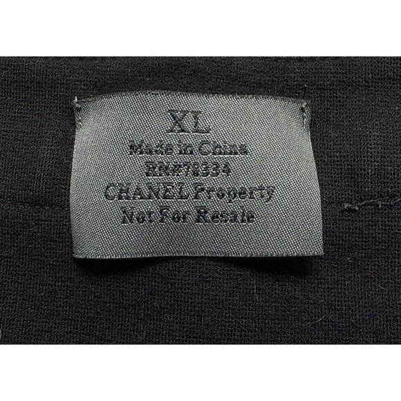 CHANEL Women Logo Cuff Top Pullover Collared Sz XL Black Sample Luxury 19-3 - Picture 6 of 13